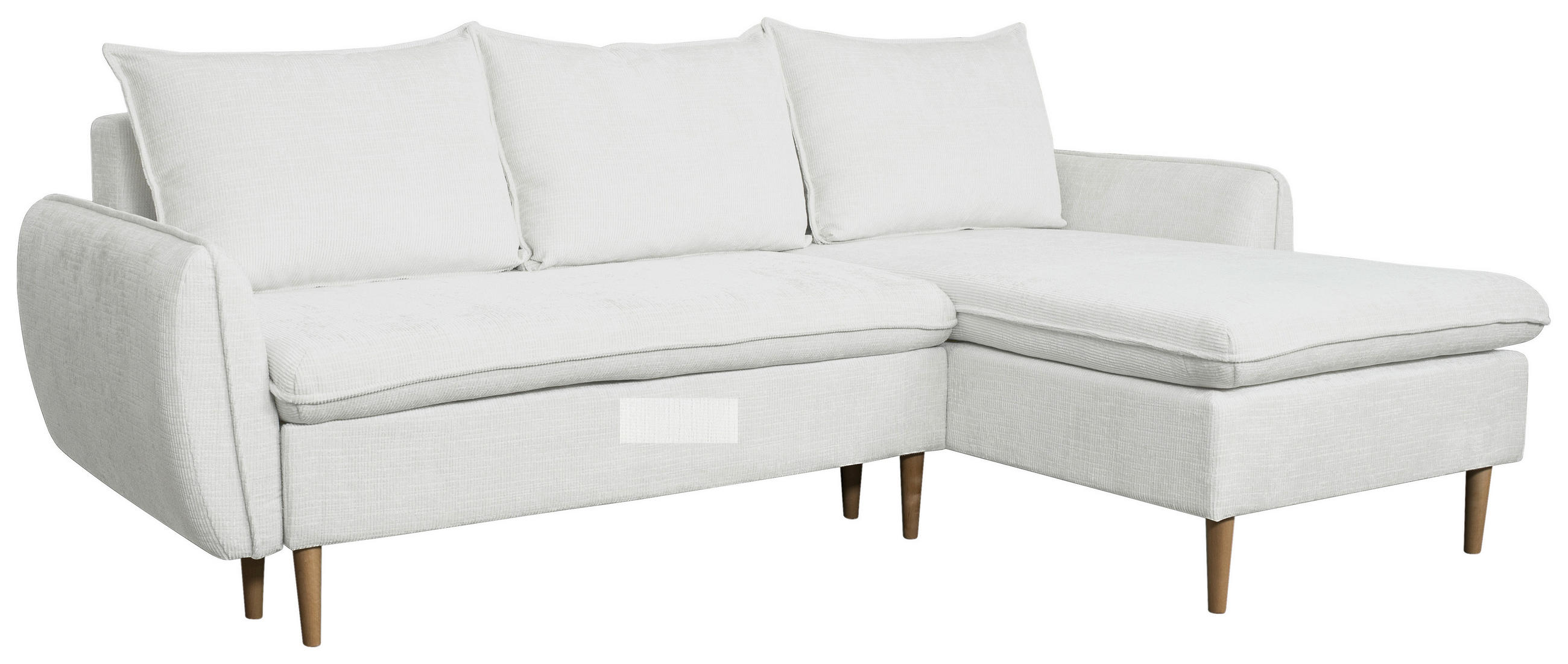 ECKSOFA Weiß Chenille  - Buchefarben/Weiß, KONVENTIONELL, Holz/Textil (244/163cm) - Carryhome