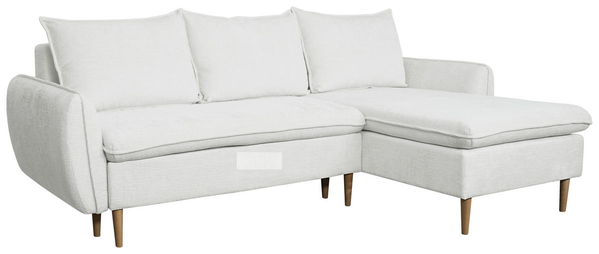 ECKSOFA Weiß Chenille  - Buchefarben/Weiß, KONVENTIONELL, Holz/Textil (244/163cm) - Carryhome