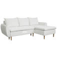 ECKSOFA Weiß Chenille Rückenkissen, Bettkasten, Schlaffunktion, Rücken echt, Liegefläche im Originalstoff  - Buchefarben/Weiß, KONVENTIONELL, Holz/Textil (244/163cm) - Carryhome