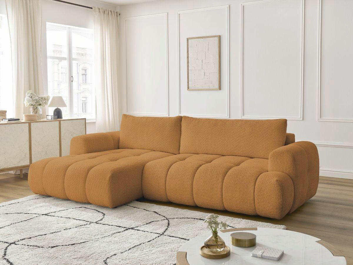 ECKSCHLAFSOFA FUJI Bouclé Gelb  inkl.  - Gelb/Schwarz, MODERN, Kunststoff/Textil (160/292cm)