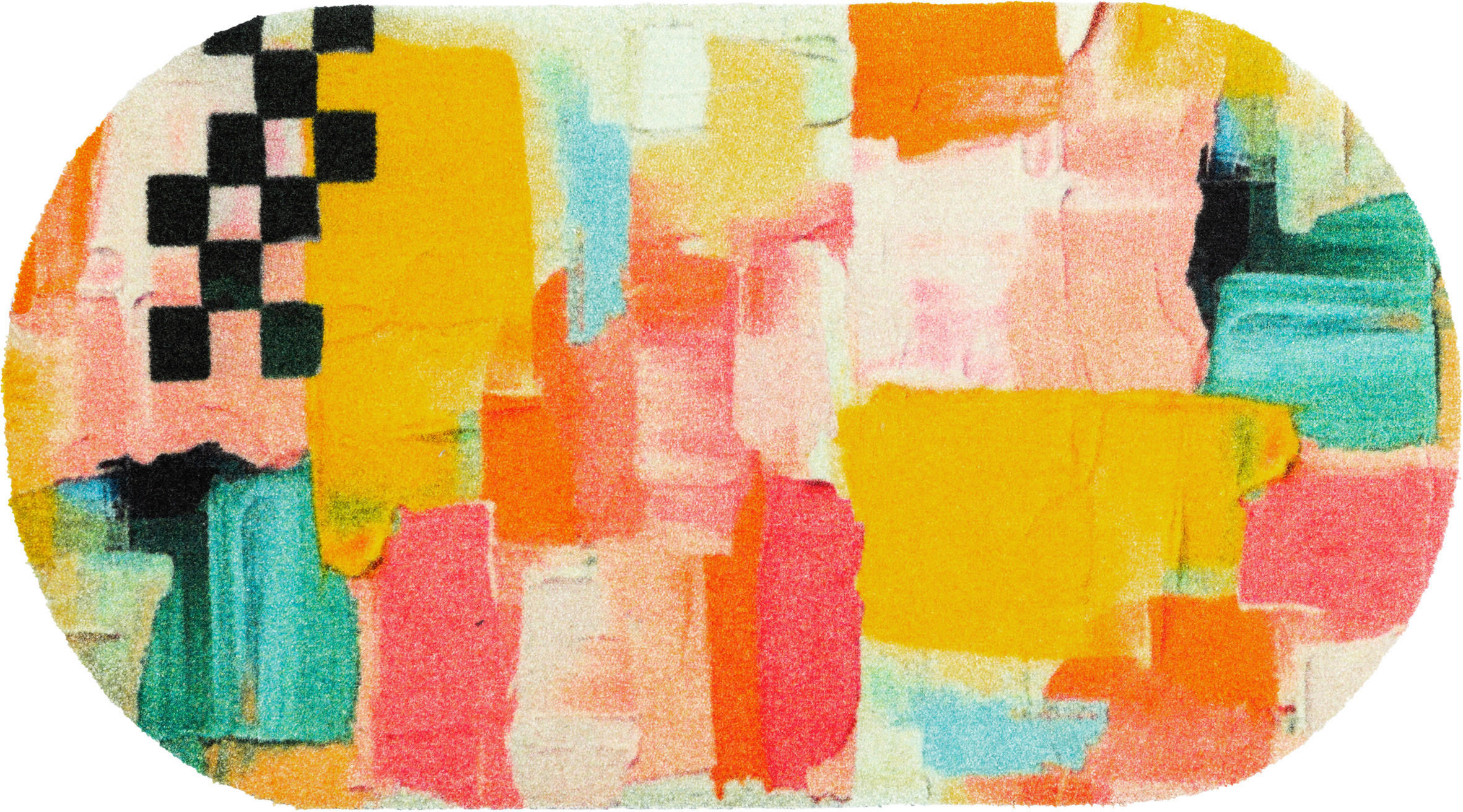 FUSSMATTE 50/90 cm Paintshape  - Gelb, Trend, Kunststoff/Textil (50/90cm) - wash+dry