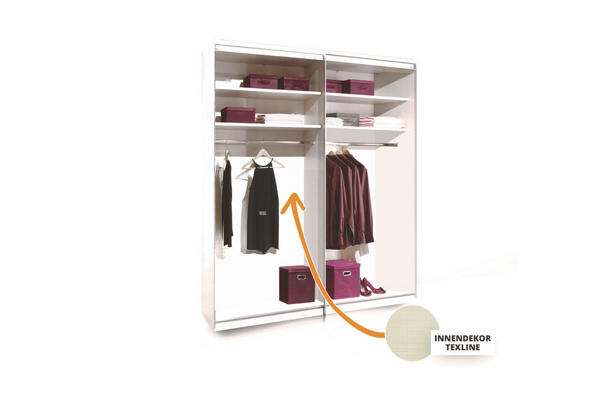 SCHWEBETÜRENSCHRANK in Weiss  - Chromfarben/Weiss, Basics, Glas/Holzwerkstoff (225/222/68cm) - Moderano