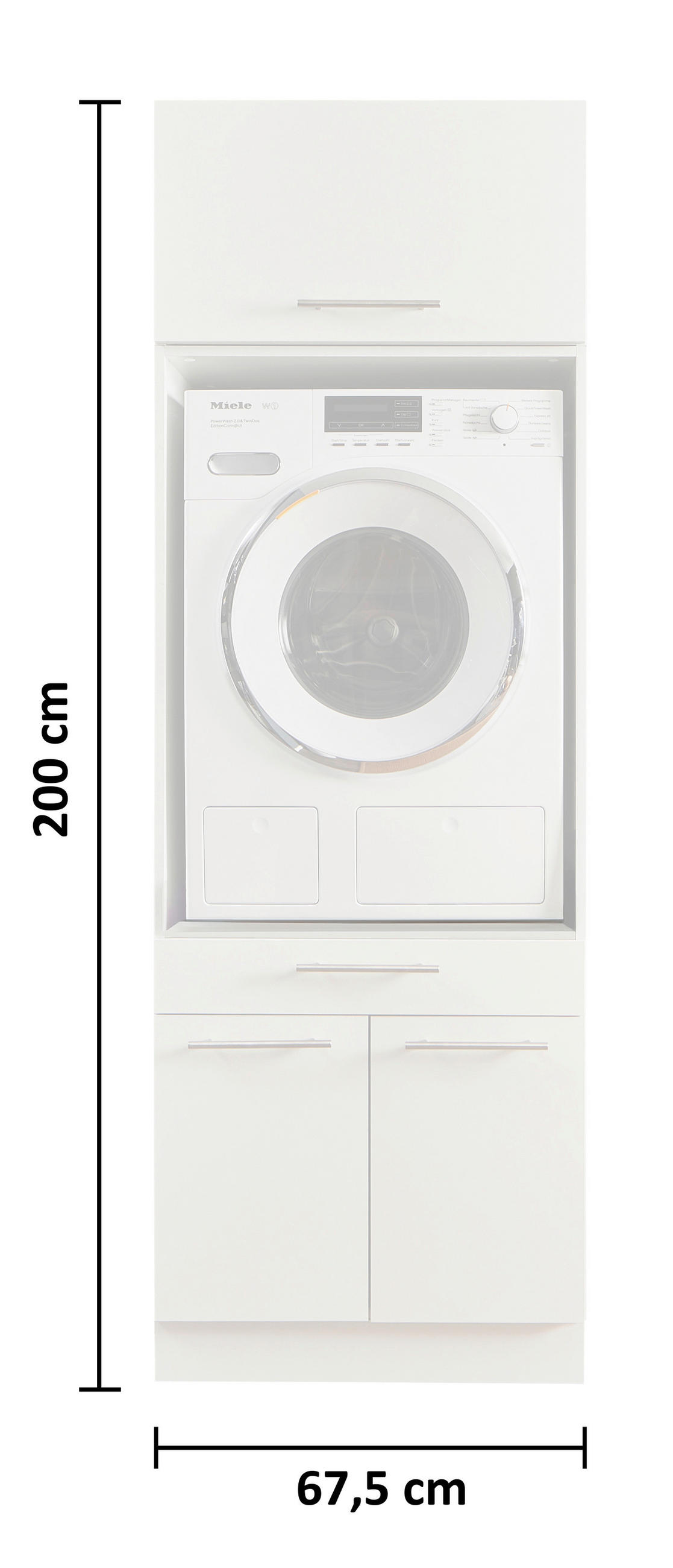 WASCHMASCHINENSCHRANK 67,5/200/67,5 cm  in Weiß  - Silberfarben/Weiß, Design, Holzwerkstoff/Metall (67,5/200/67,5cm)