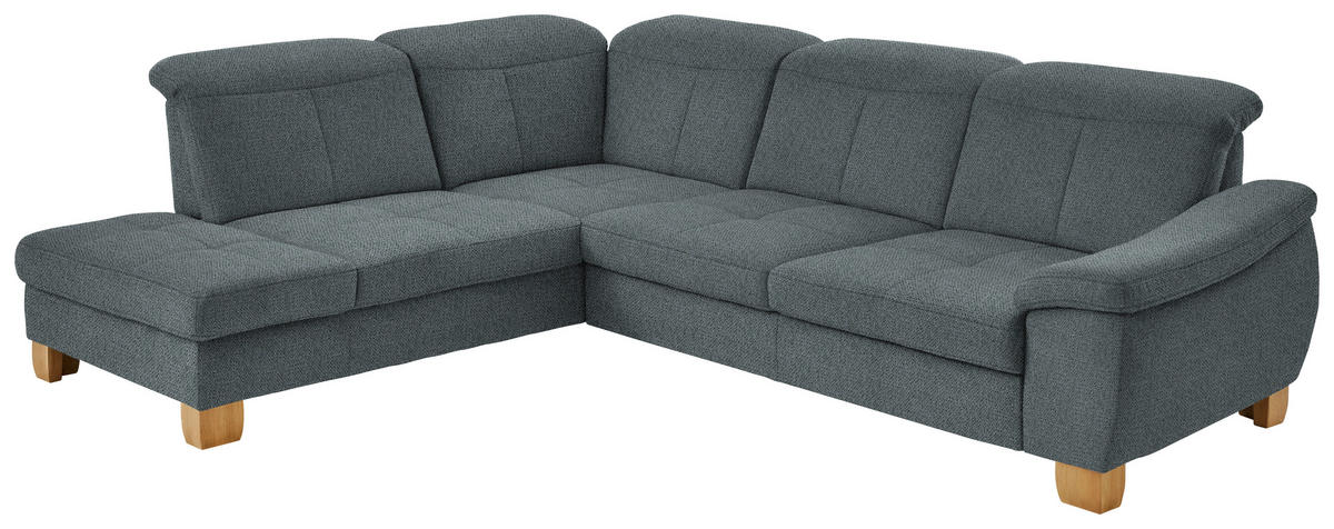 ECKSOFA in Flachgewebe Blaugrau  243/301 cm  - Wildeiche/Blaugrau, Natur, Holz/Textil (243/301cm) - Voleo