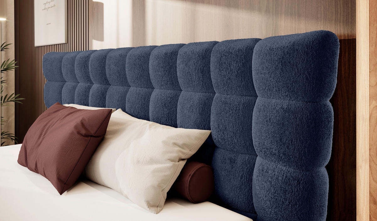 BOXSPRINGBETT 180/200 cm  in Dunkelblau  - Schwarz/Dunkelblau, Design, Holz/Holzwerkstoff (180/200cm) - Esposa