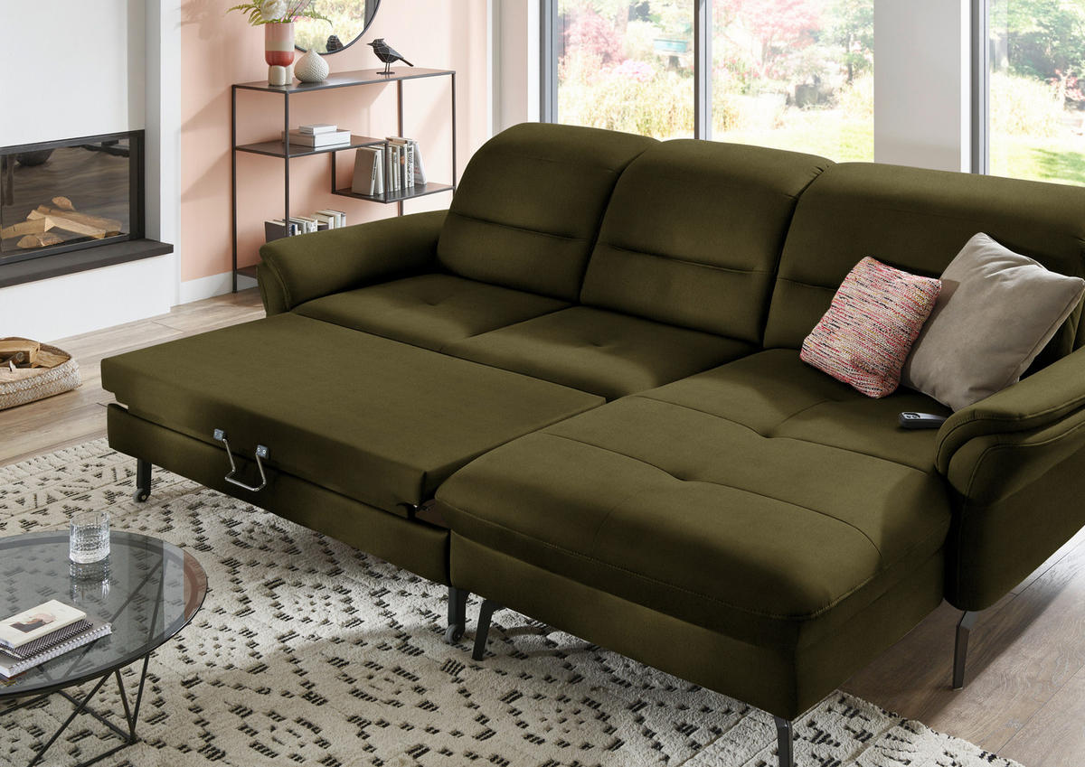 ECKSOFA in Flachgewebe Grün  - Schwarz/Grün, Konventionell, Textil/Metall (260/181cm) - Beldomo Speed