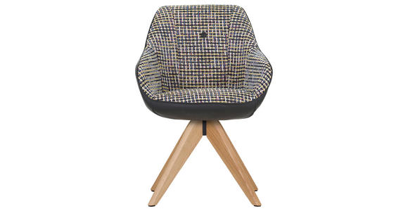 ARMLEHNSTUHL in Chenille, Lederlook - Blau/Eichefarben, KONVENTIONELL, Holz/Textil (60/83/65cm) - Novel