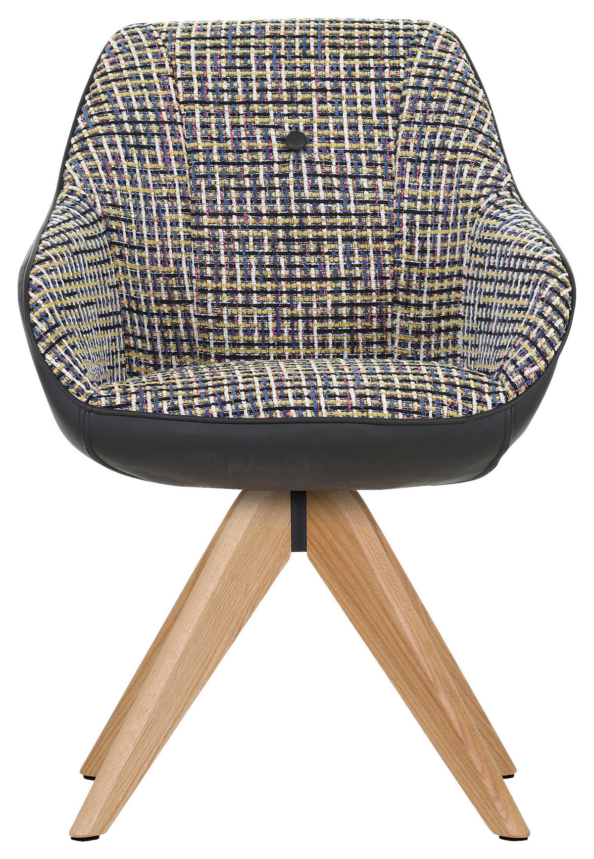 ARMLEHNSTUHL  in Chenille, Lederlook  - Blau/Eichefarben, KONVENTIONELL, Holz/Textil (60/83/65cm) - Novel