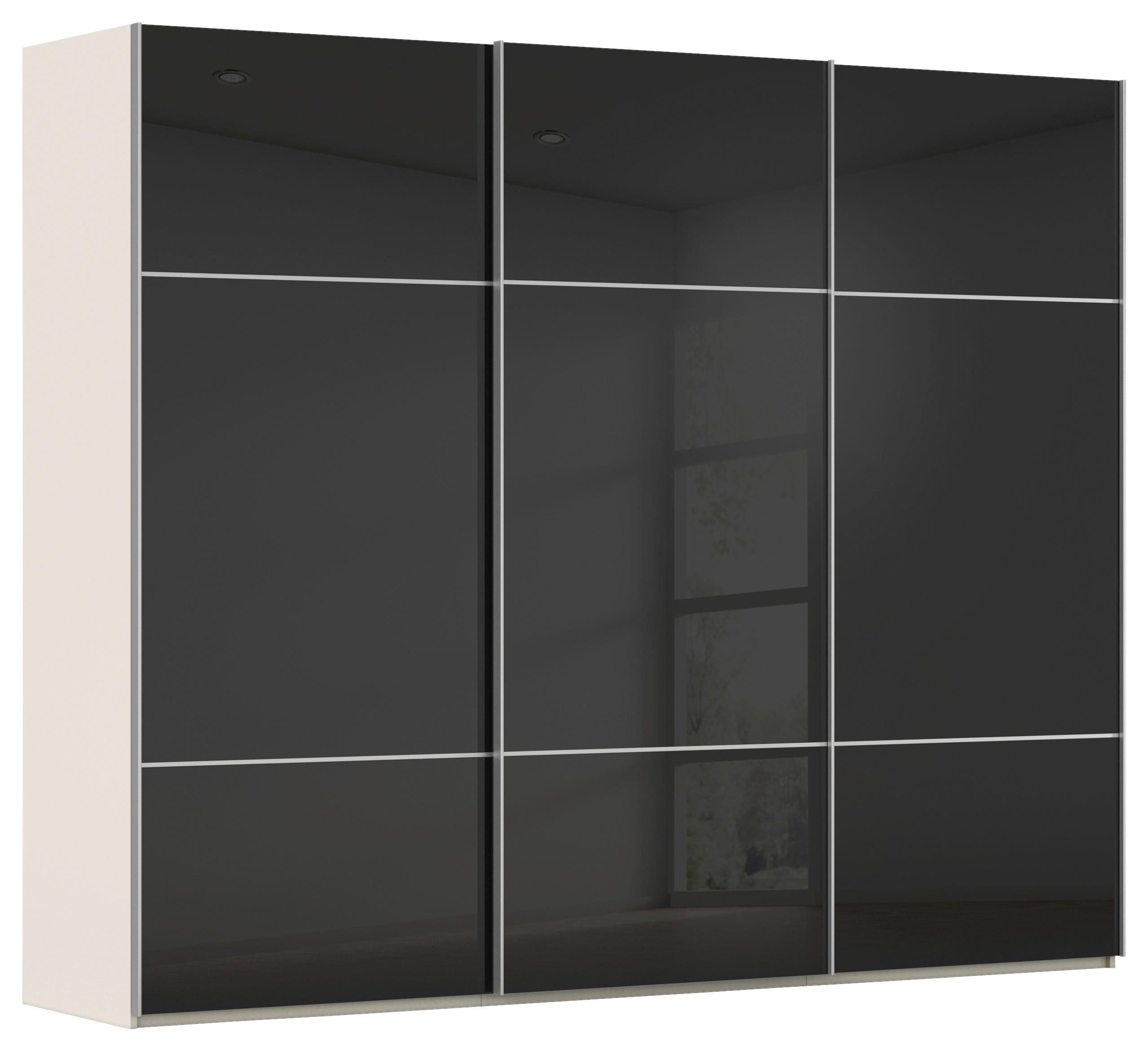 SCHWEBETÜRENSCHRANK 301/223/68 cm 3-türig Schwarz, Champagner  - Champagner/Alufarben, KONVENTIONELL, Glas/Holzwerkstoff (301/223/68cm) - Novel