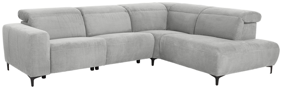 ECKSOFA in Cord Grau  - Schwarz/Grau, Design, Textil (290/223cm) - Pure Home Lifestyle
