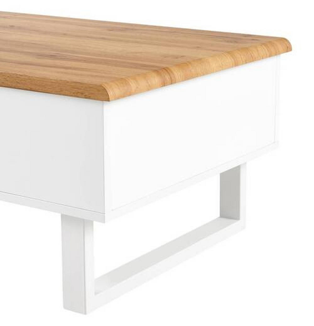 COUCHTISCH in Metall, Holzwerkstoff 120/60/40-65 cm  - Weiss/Eichefarben, Design, Holzwerkstoff/Metall (120/60/40-65cm) - Livetastic