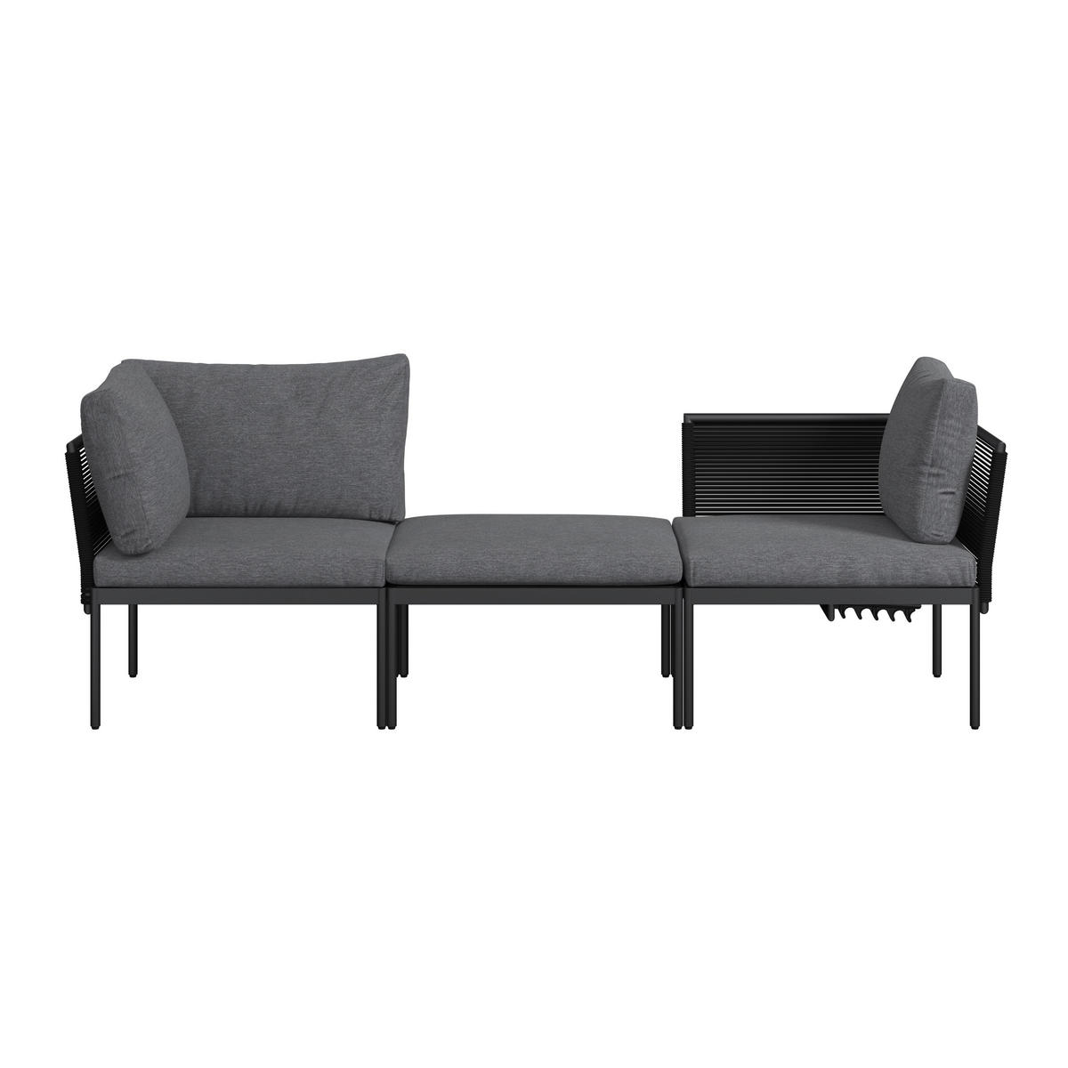 GARTENSET 3-teilig Webstoff Eisen ,[ ]}3-teilig  - Anthrazit, Basics, Textil/Metall (240/70/67cm) - Ambia Garden