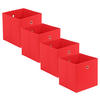 FALTBOX 4er Set - Rot/Silberfarben, Design, Karton/Textil (32/32/32cm) - Carryhome