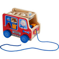 ZIEHFIGUR Feuerwehrauto  - Multicolor, Basics, Holz/Textil (14,5/17,5/15cm) - Haba