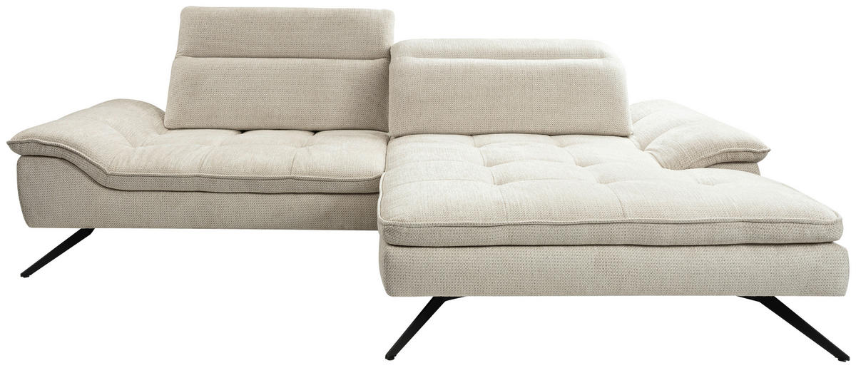SEDEŽNA GARNITURA, šenilja bež  - črna/bež, Design, kovina/tekstil (288/179-202cm) - Hom`in