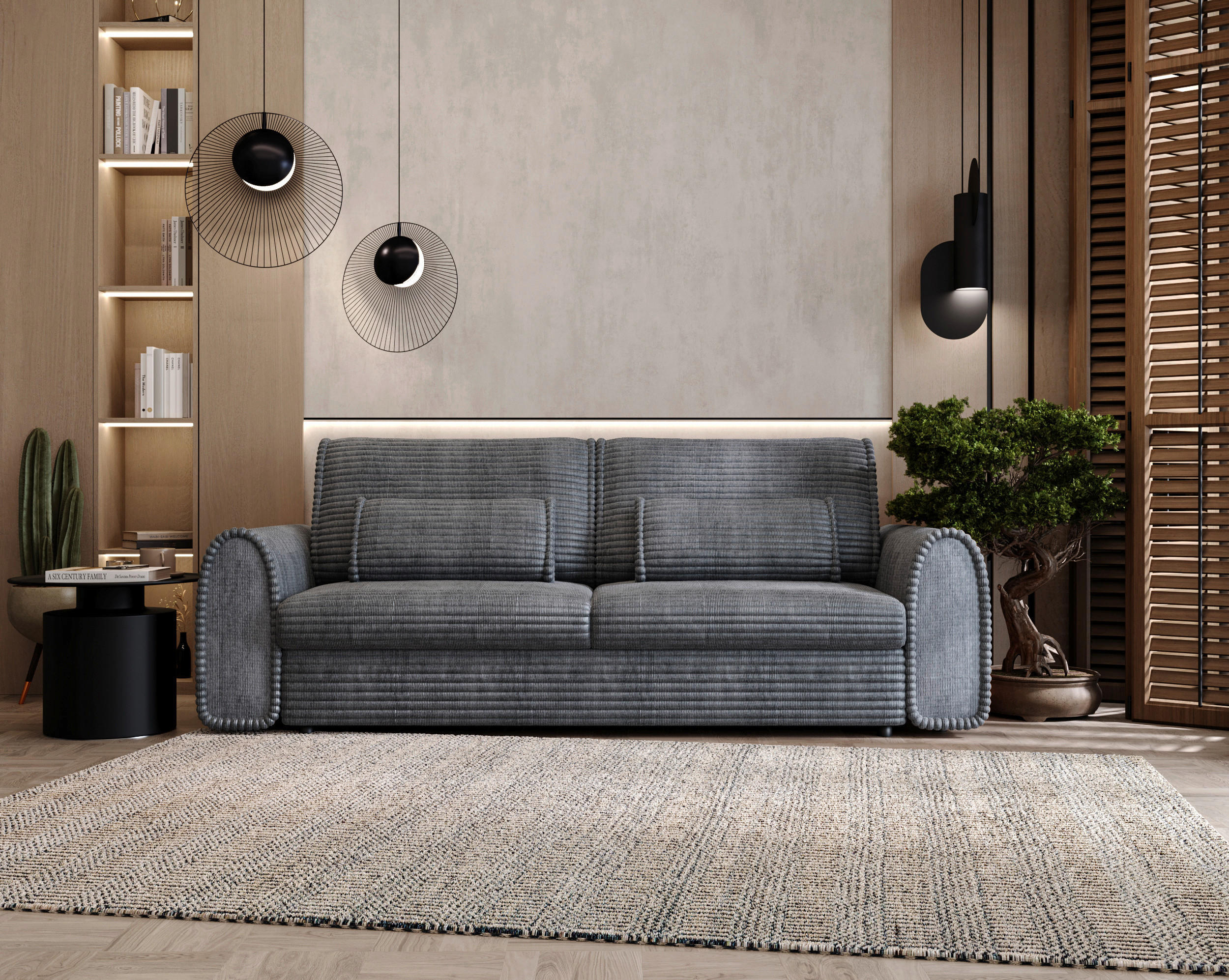 SCHLAFSOFA Cord, Feincord Dunkelgrau  - Dunkelgrau/Schwarz, KONVENTIONELL, Kunststoff/Textil (240/83/116cm) - Carryhome