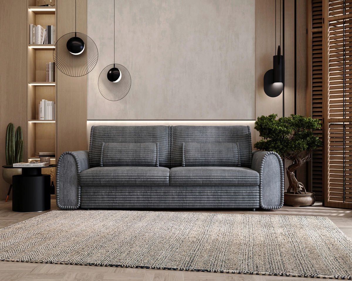 SCHLAFSOFA in Cord, Feincord Dunkelgrau  - Dunkelgrau/Schwarz, Konventionell, Kunststoff/Textil (240/83/116cm) - Carryhome