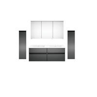 BADEZIMMER  in 180 cm  - Dunkelgrau/Weiß, KONVENTIONELL, Keramik/Holzwerkstoff (180cm) - Puris