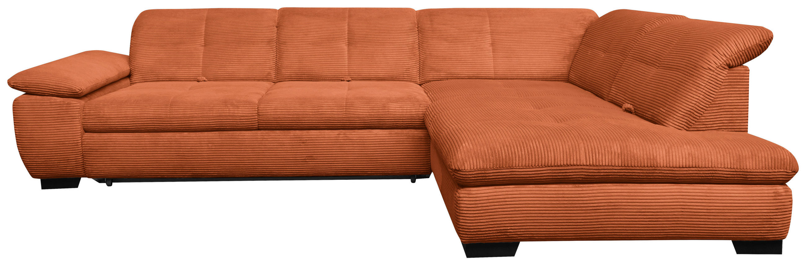 ECKSOFA Rostfarben Cord  - Rostfarben/Schwarz, Design, Textil/Metall (313/242cm) - Xora