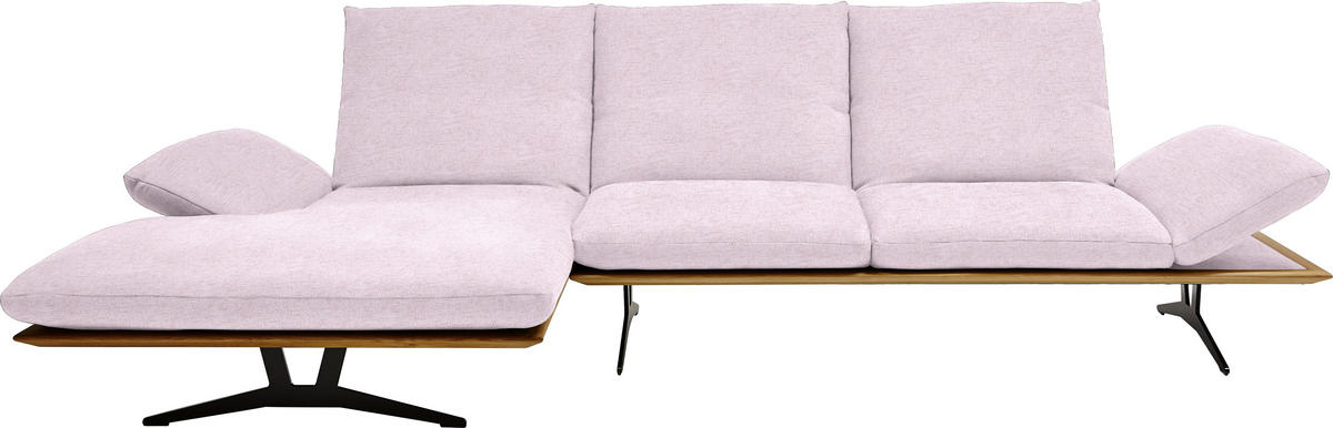 ECKSOFA in Flachgewebe Hellrosa  - Hellrosa/Schwarz, Design, Holz/Textil (159/314cm) - Dieter Knoll