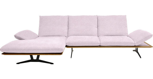 ECKSOFA in Flachgewebe Hellrosa  - Hellrosa/Schwarz, Design, Holz/Textil (159/314cm) - Dieter Knoll