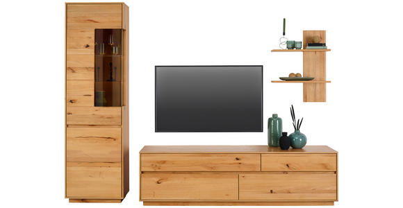 WOHNWAND in Kernbuche 267/205/50 cm - Kernbuche, Natur, Glas/Holz (267/205/50cm) - Cantus