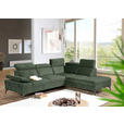 ECKSOFA Dunkelgrün Flachgewebe Rücken echt, Kopfteilverstellung, Sitzvorzug  - Dunkelgrün/Schwarz, MODERN, Textil/Metall (258/210cm) - Landscape