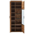 VITRINE  in furniert, massiv Balkeneiche Grau, Eichefarben - Eichefarben/Anthrazit, Natur, Glas/Holz (75/204/37cm) - Linea Natura