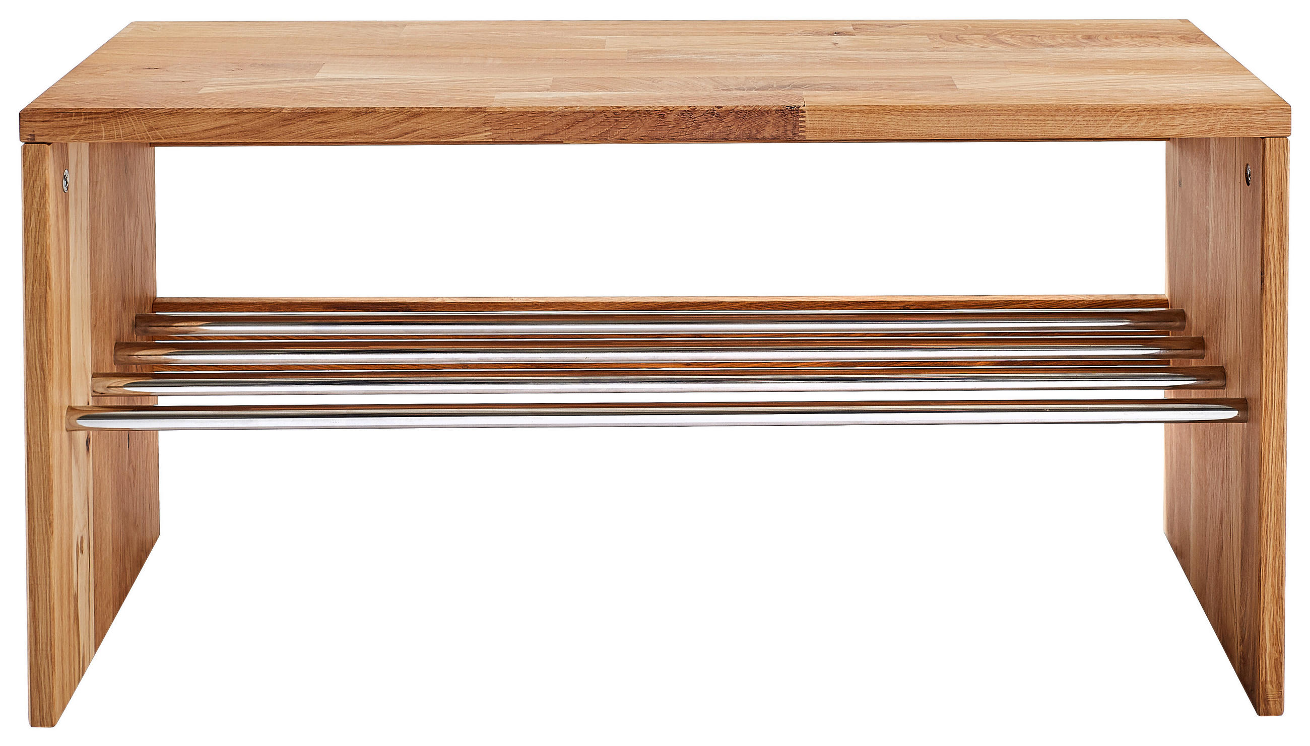 SCHUHREGAL Wildeiche massiv Eichefarben  - Eichefarben, Natur, Holz/Metall (81/40/30cm) - Linea Natura