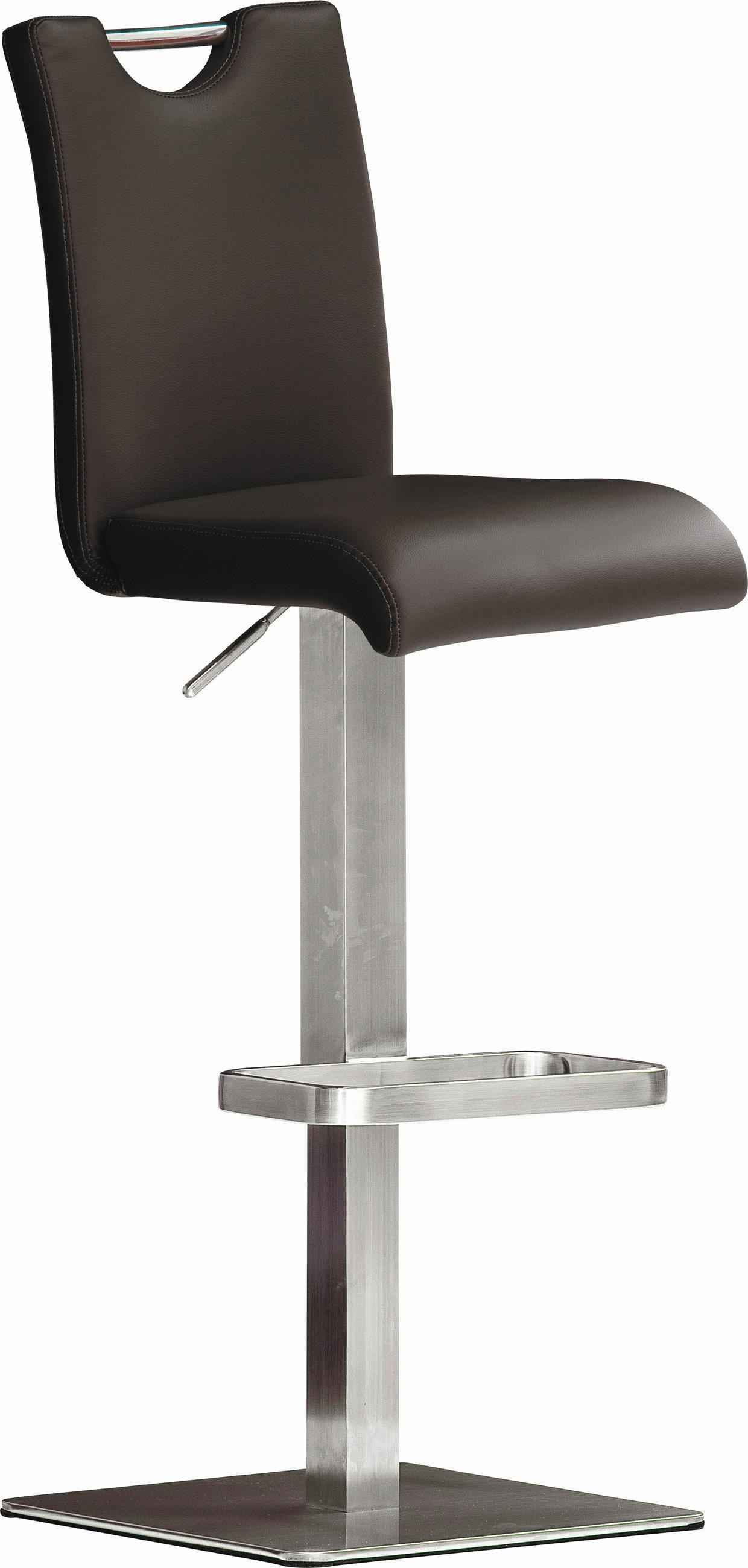 BARHOCKER in Metall, Leder Braun, Edelstahlfarben  - Edelstahlfarben/Braun, Design, Leder/Metall (40/90/50cm) - Livetastic