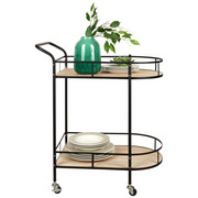 SERVIERWAGEN in Dunkelbraun, Schwarz - Dunkelbraun/Schwarz, LIFESTYLE, Holzwerkstoff/Metall (61/72,5/34cm) - Ambia Home