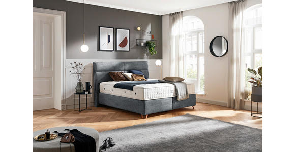 BOXSPRINGBETT 200/200 cm  in Dunkelgrau  - Dunkelgrau/Kupferfarben, KONVENTIONELL, Textil/Metall (200/200cm) - Ambiente