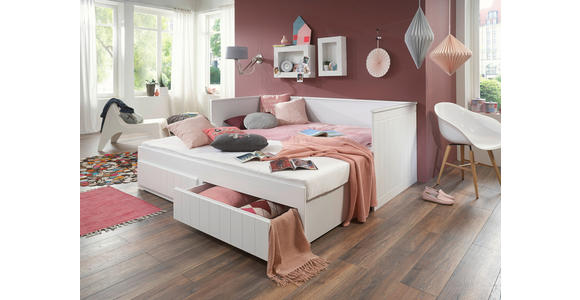AUSZIEHBETT 180/200 cm in Weiß - Weiß, KONVENTIONELL, Holz/Holzwerkstoff (180/200cm) - Carryhome