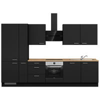 KÜCHENLEERBLOCK 330 cm   in Schwarz, Eichefarben  - Edelstahlfarben/Eichefarben, MODERN, Holzwerkstoff/Metall (330cm) - Nobilia