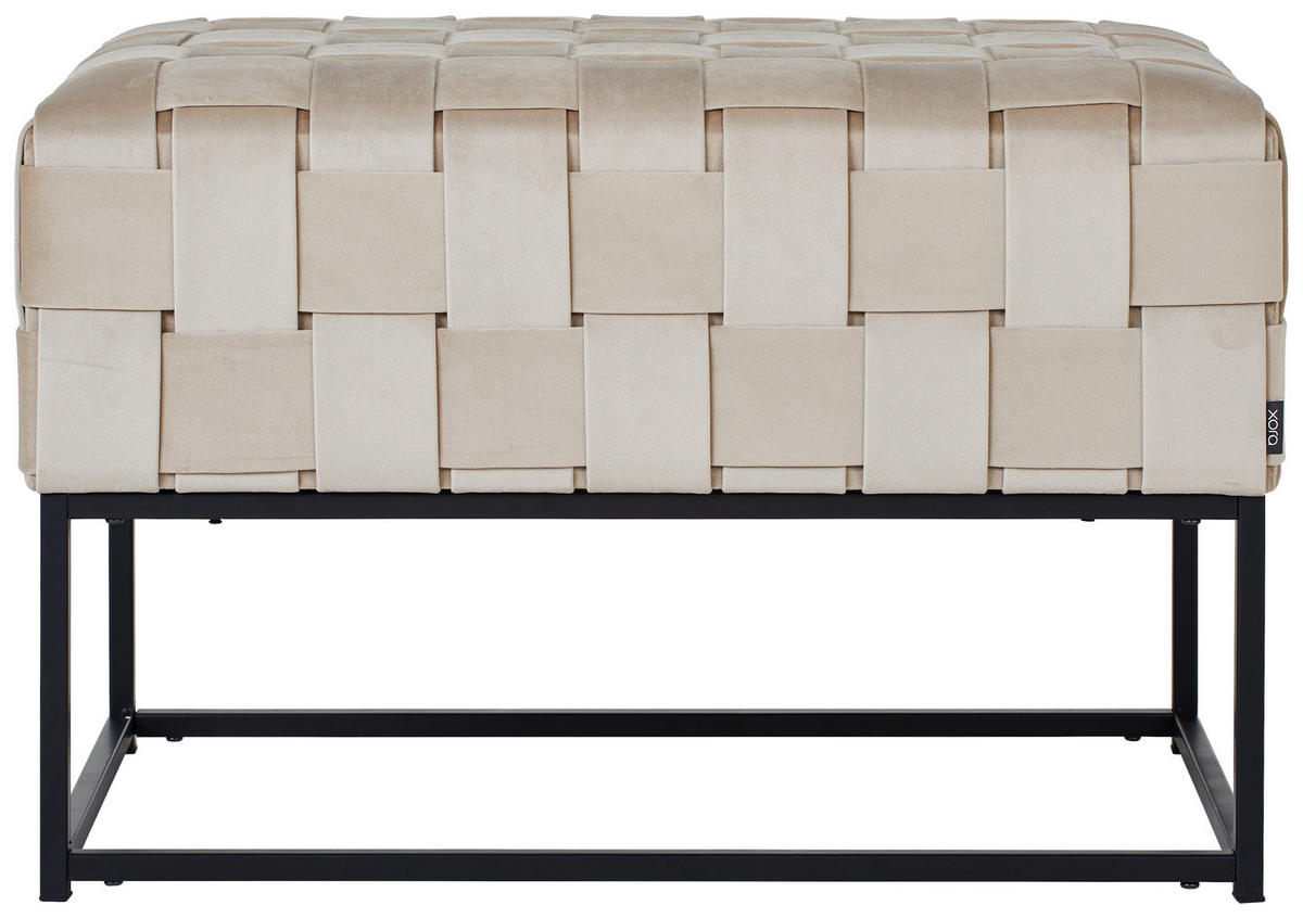 SITZBANK 71/47/41 cm Samt Schwarz, Beige  - Beige/Schwarz, Trend, Textil/Metall (71/47/41cm) - Xora
