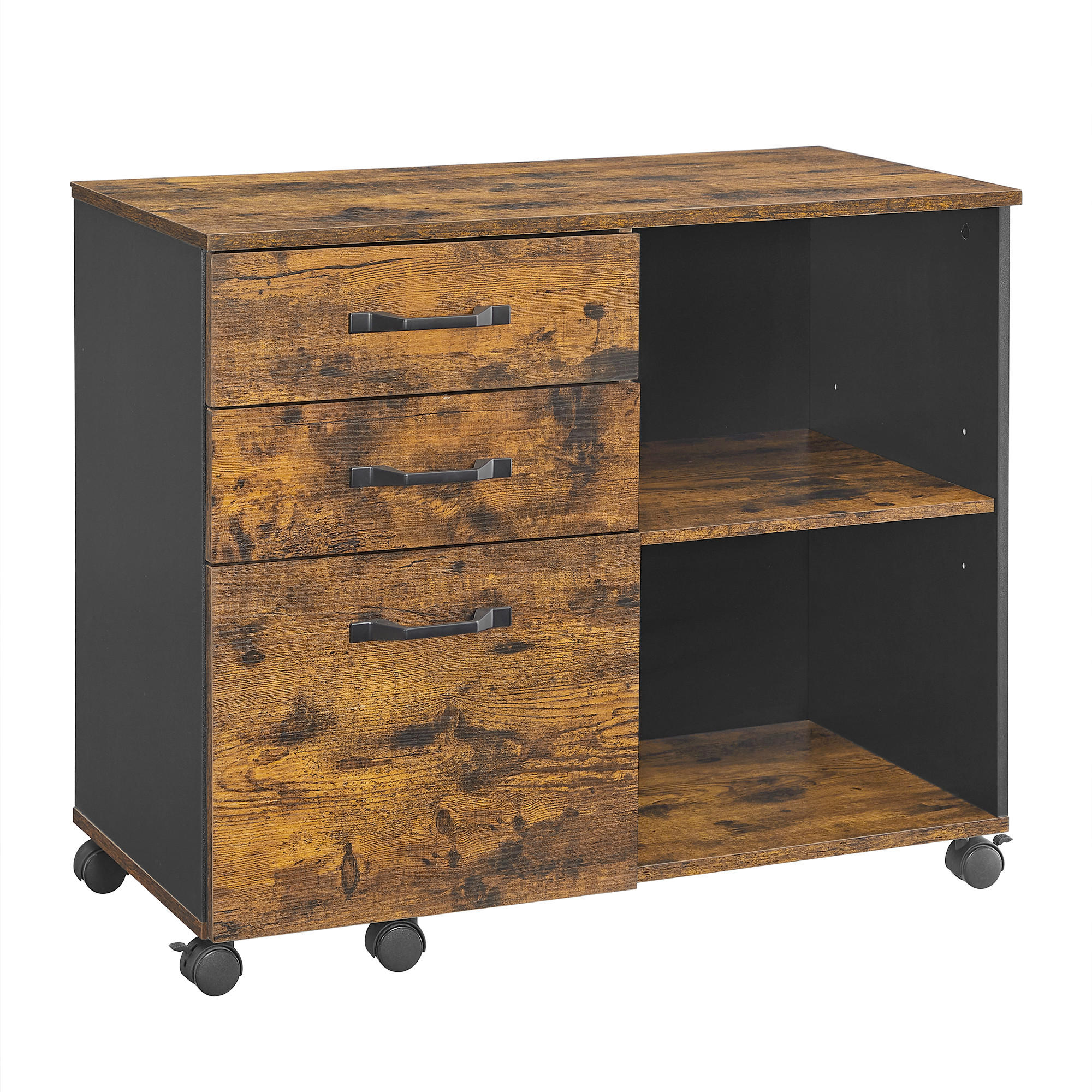 ROLLCONTAINER 80/66/40 cm  - Schwarz/Braun, Basics, Holz/Holzwerkstoff (80/66/40cm) - Boxxx