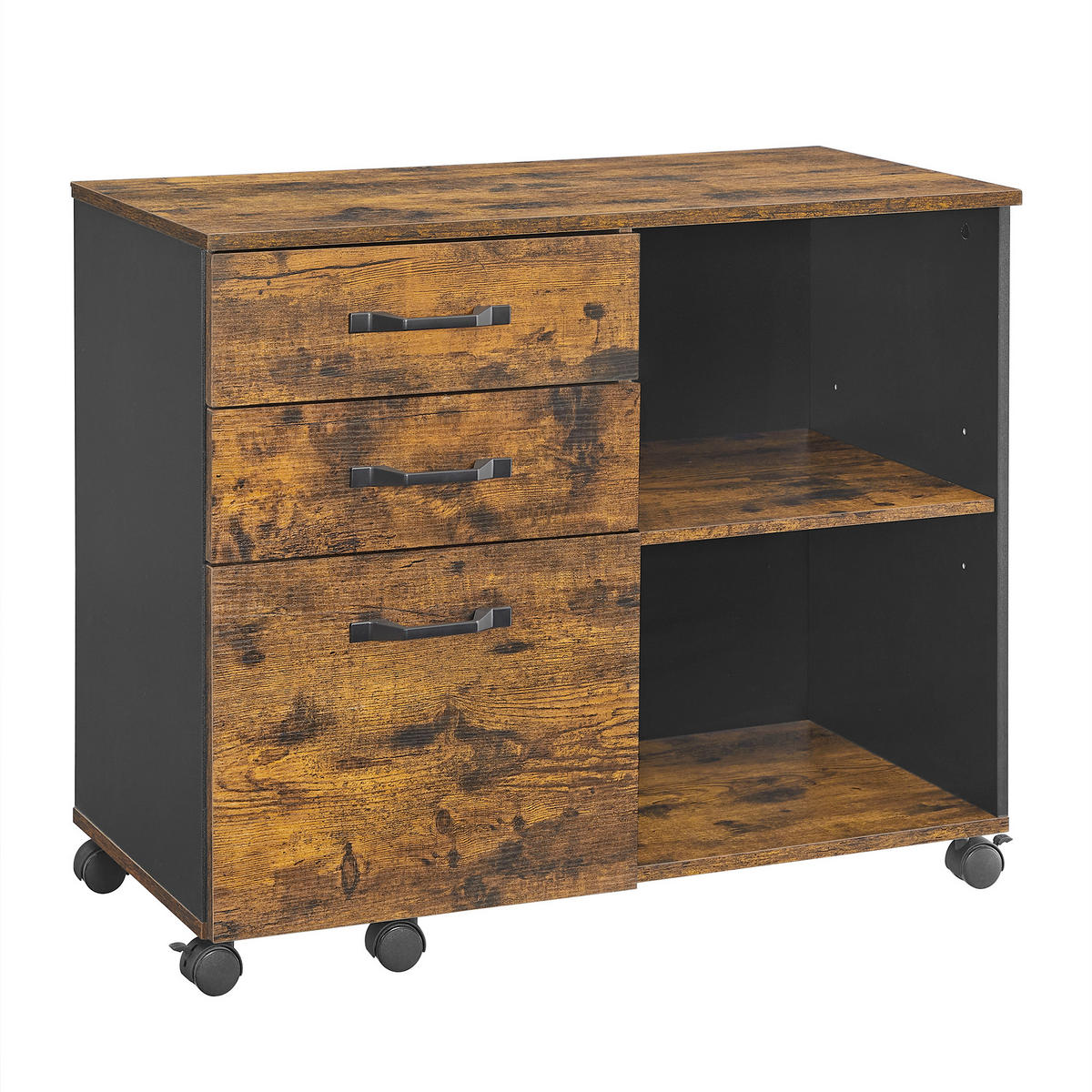 ROLLCONTAINER 80/66/40 cm  - Schwarz/Braun, Basics, Holz/Holzwerkstoff (80/66/40cm) - Boxxx