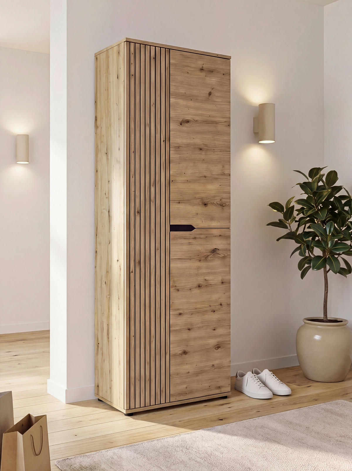 GARDEROBENSCHRANK  in 65/191/37 cm  - Schwarz/Eiche Artisan, Design, Holzwerkstoff/Kunststoff (65/191/37cm) - MID.YOU