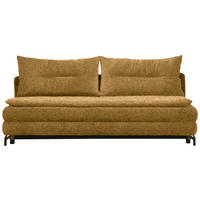 SCHLAFSOFA in Chenille, Plüsch Goldfarben  - Goldfarben/Schwarz, MODERN, Textil/Metall (208/73/92/102cm) - Novel