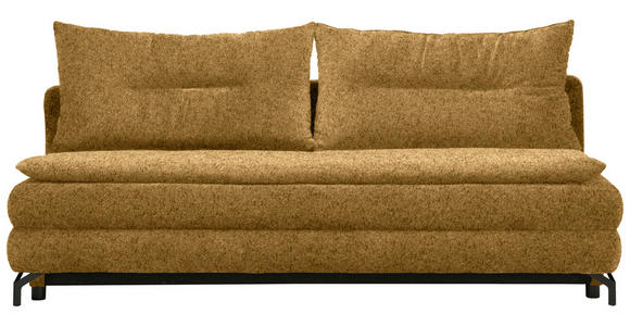 SCHLAFSOFA in Chenille, Plüsch Goldfarben - Goldfarben/Schwarz, MODERN, Textil/Metall (208/73/92/102cm) - Novel