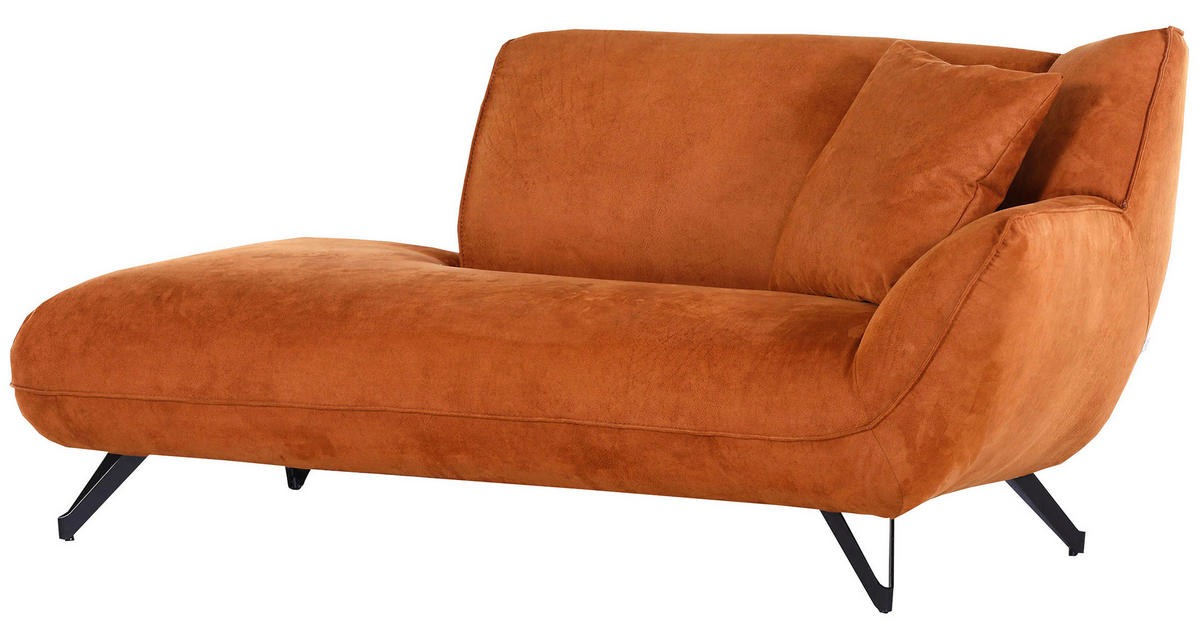 CHAISELONGUE TABALUGA TABALUGA Mikrofaser Cognac  - Cognac/Schwarz, Design, Textil/Metall (190/90/95cm) - Carryhome