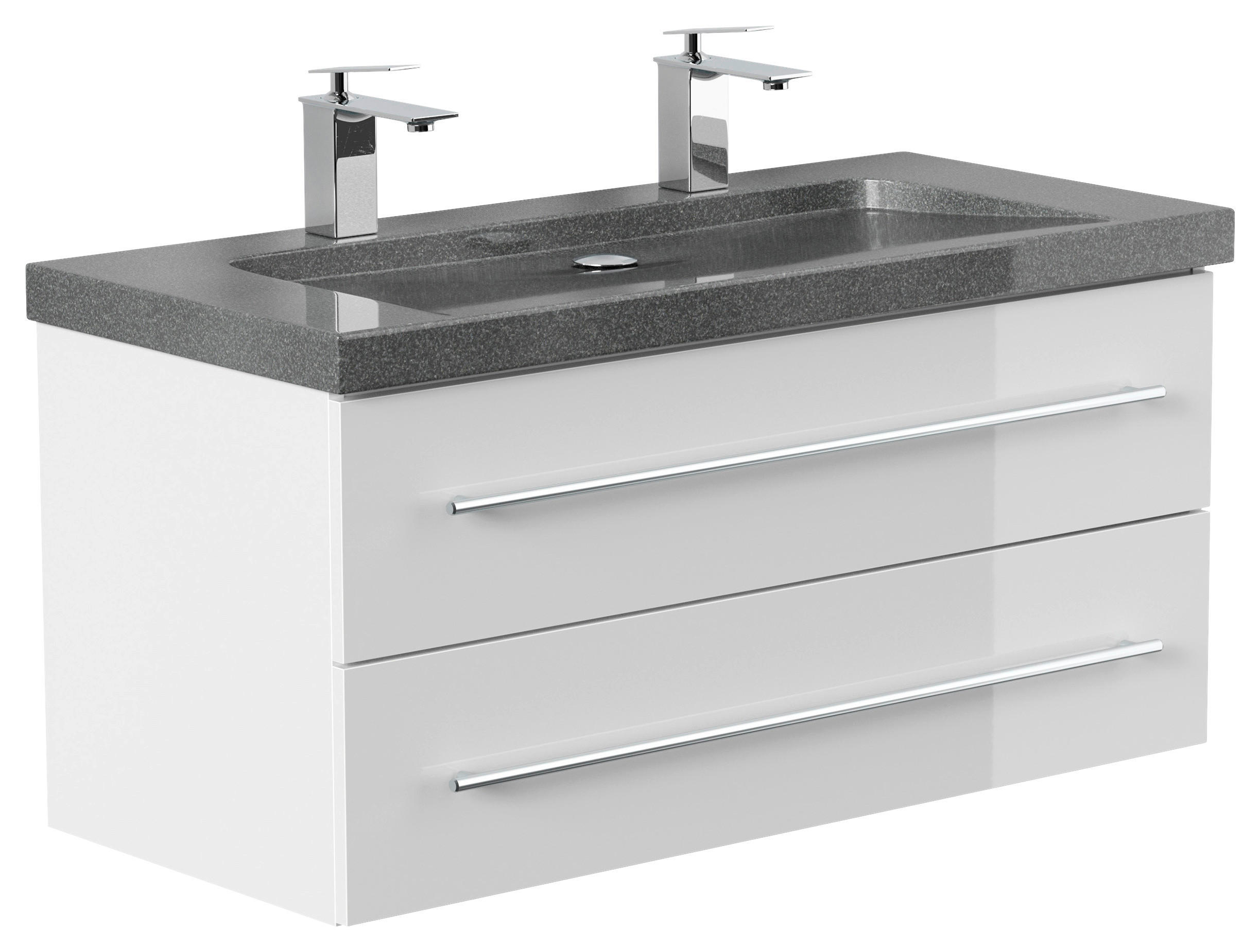 WASCHTISCHKOMBI 100 cm  - Weiß Hochglanz, Basics, Holzwerkstoff/Stein (100cm) - MID.YOU