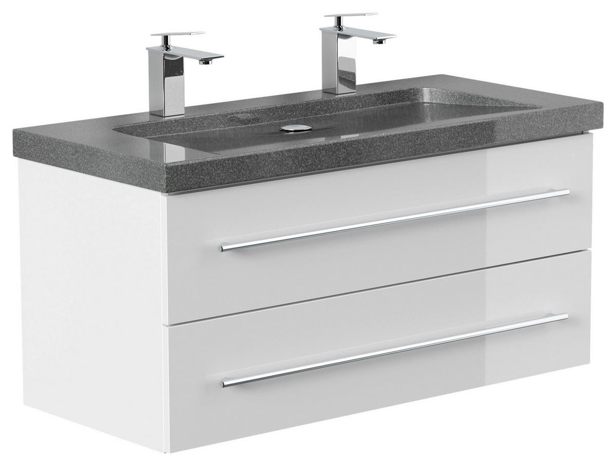 WASCHTISCHKOMBI 100 cm  - Weiß Hochglanz, Basics, Holzwerkstoff/Stein (100cm) - MID.YOU