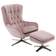 RELAXSESSELSET Samt Hocker    - Altrosa/Nickelfarben, Trend, Textil/Metall (73/102/84cm) - Carryhome