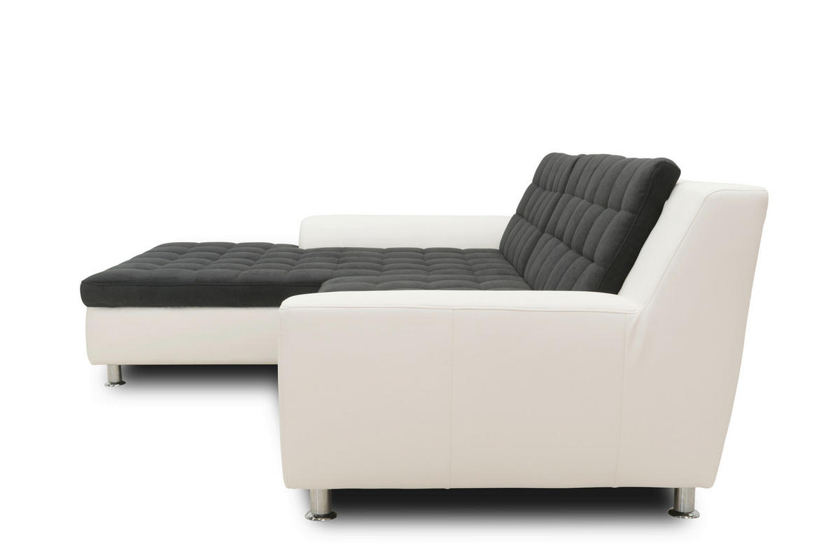 ECKSCHLAFSOFA MORTON Schwarz Mikrofaser  - Chromfarben/Schwarz, MODERN, Textil/Metall (304/200/84cm) - MID.YOU