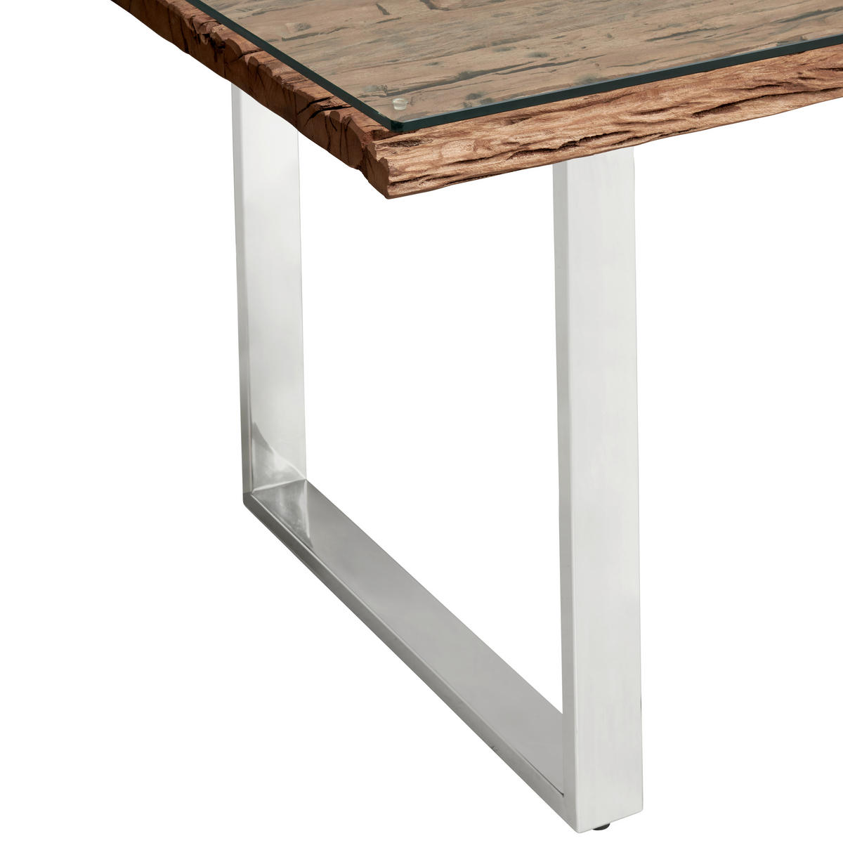 ESSTISCH in Holz, Metall, Glas  - Edelstahlfarben/Naturfarben, LIFESTYLE, Glas/Holz (180/76/100cm) - Livetastic