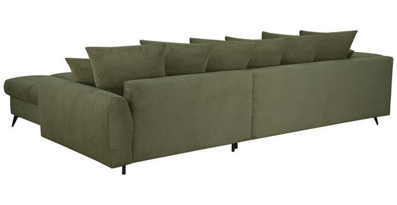 ECKSOFA Grün Cord Rückenkissen, Armlehnenkissen, Rücken echt  - Schwarz/Grün, KONVENTIONELL, Textil/Metall (332/231cm) - Carryhome