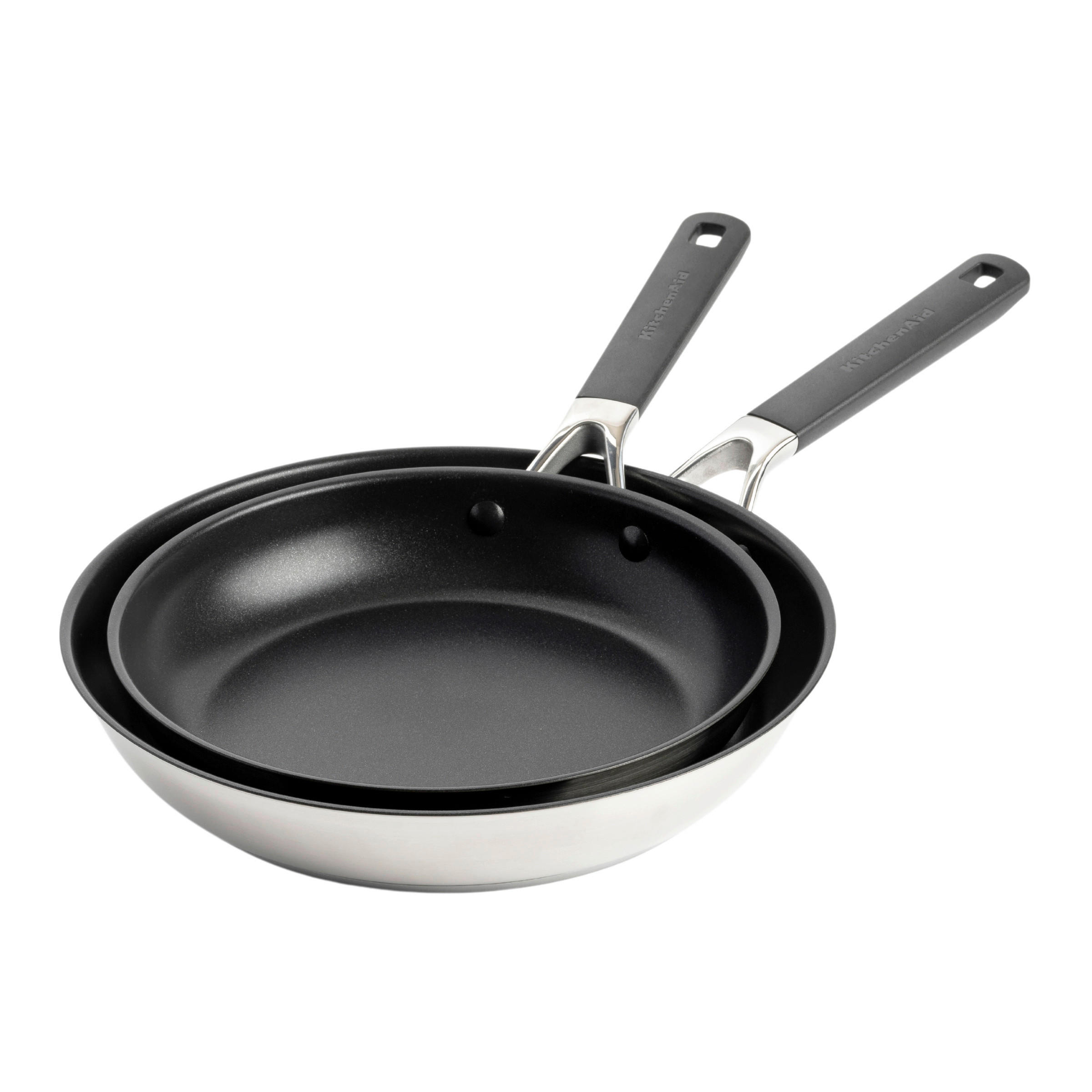 PFANNENSET Classic Stainless Steel Edelstahl 2-teilig  - Silberfarben/Schwarz, Basics, Kunststoff/Metall (24cm//28cmcm) - Kitchenaid