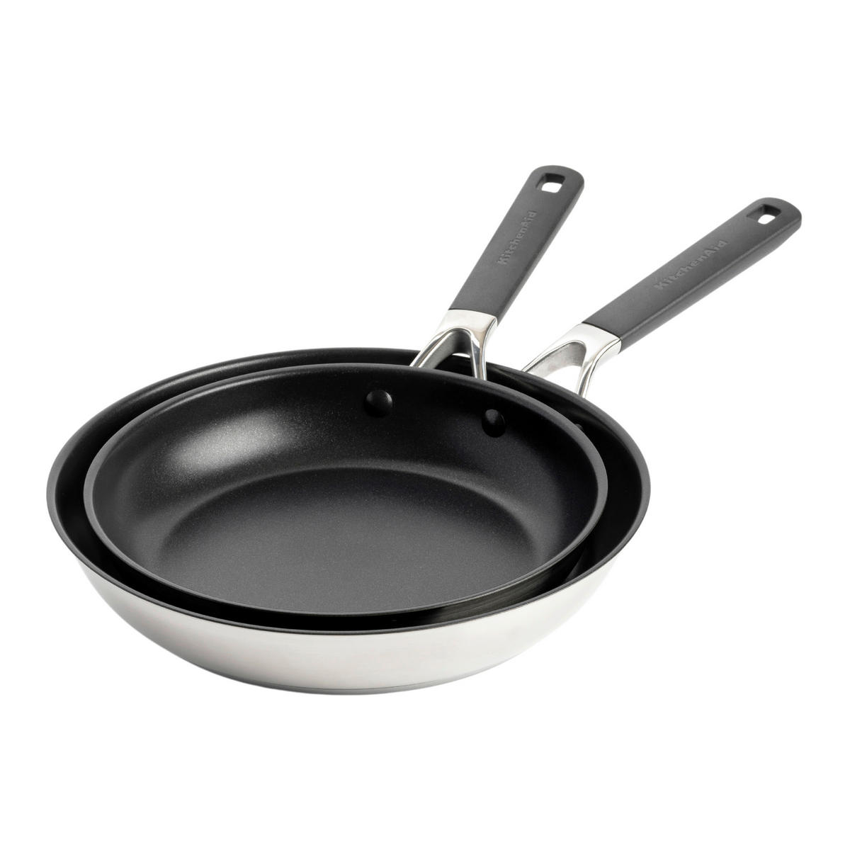 PFANNENSET Classic Stainless Steel Edelstahl 2-teilig  - Silberfarben/Schwarz, Basics, Kunststoff/Metall (24cm//28cmcm) - Kitchenaid