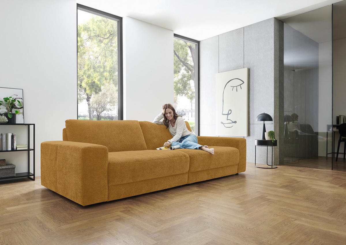 BIGSOFA in Chenille, Jacquard Cognac  - Cognac/Schwarz, Design, Kunststoff/Textil (270/83/125cm) - Niels Andersson